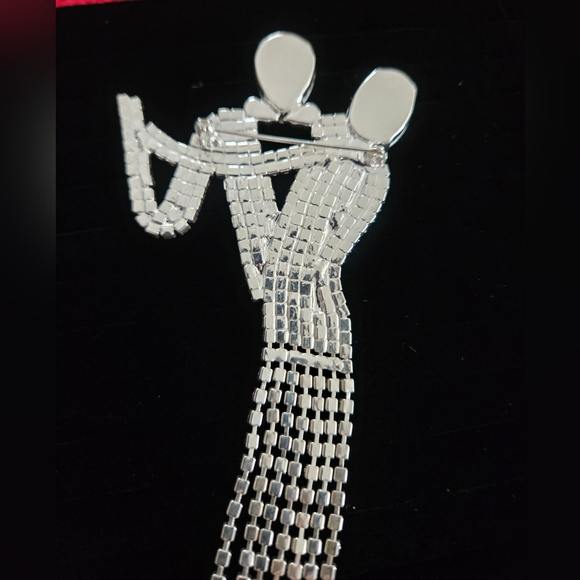 Vintage Art Deco Style Dancing Couple Brooch – Black & Clear Crystal Rhinestone - Picture 4 of 5